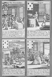 Cartas de Juego que representan empresas comerciales actuales, c.1720